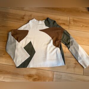 Gilli Women's Colorblock Sweater - Cream, Brown, Green